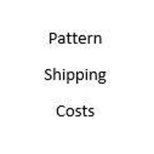 May include: A digital illustration of a shipping cost breakdown with the words "Pattern", "Shipping", and "Costs" in a white font on a black background.