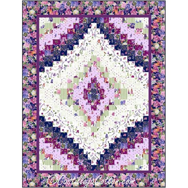 Bargello Garden Quilt ePattern, 5873-1e, digital pattern, lap pattern, Northcott Fabrics Deborah's Garden, fat quarter friendly