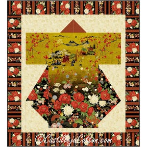 Lotus Panel Kimono Quilt Muster , 5134-8e, digitales Muster, Kimono Lap Quilt Muster, Timeless Treasures Fabrics Lotus Garden