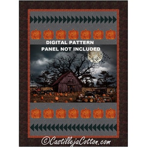 Haunted House Quilt ePattern, 5554-1e, digital pattern, halloween panel lap Quilt pattern, Hoffman CA Fabrics Haunted Halloween Patch