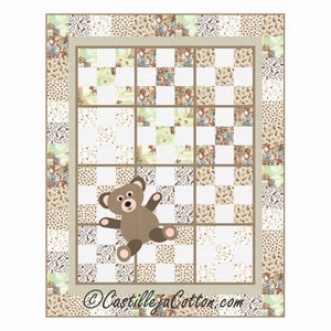 9-patch Teddy Quilt ePattern, 5373-1e, digital pattern, childs quilt pattern, bear quilt pattern