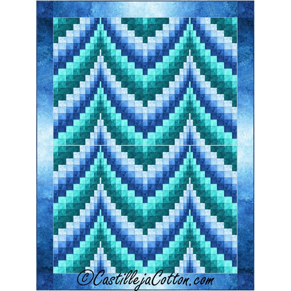 Bargello Ripple 2 Teal Quilt ePattern, 5708-2e, digital pattern, bargello lap quilt pattern, Northcott Fabrics Stonehenge Indigo Lagoon