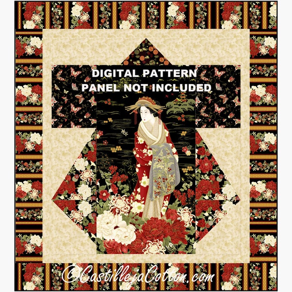 Geisha Panel Kimono Quilt ePattern, 5134-5e, digital pattern, kimono lap quilt pattern, Timeless Treasures Fabrics Kyoto Gardens