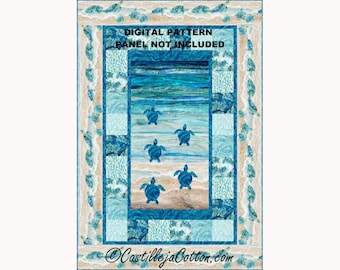 Turtles Leaving the Bay Quilt ePattern, 5689-1e, digital pattern, Northcott Fabrics Turtle Bay, Turtle Lap Quilt pattern