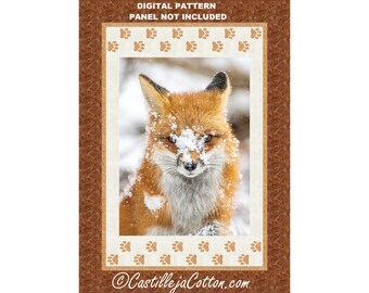 Snowy Fox Quilt ePattern, 5868-2e, digital pattern, fox panel lap quilt pattern, Hoffman CA Fabrics Call of the Wild Fox