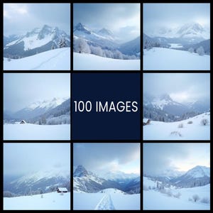 Foto digitale di montagne innevate, paesaggio invernale, natura, relax, per uso decorativo, sfondo per desktop, stampa d'arte (100 immagini)