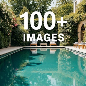 Immagini Digitali Lusso Esterno: Giardino & Piscina Design | Download Istantaneo per Mockup e Arredo Villa Esclusivo