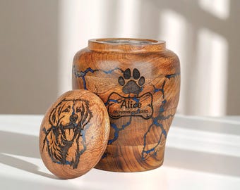 Personalized Wooden Pet Urn | Custom Engraved Dog or Cat Ashes Keepsake Box | Pet Memorial Cremation Urn Sympathy Gift