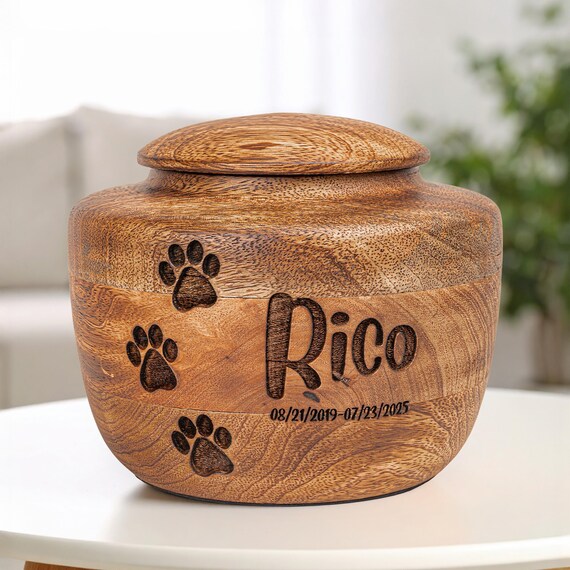 Custom Pet Urns - 3 Sizes Available, Wooden Personalized Pet Urns for Cats Handmade Pet Ashes Keepsake Animal Urns for Dog Cremation