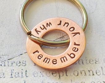 Remember Your Why Hand Stamped Washer Key Chain - Graduation Gift - Birthday Gift - Christmas Gift