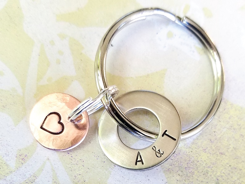 Personalized Key Chain With Hardware Washer & Copper Disc Etsy
