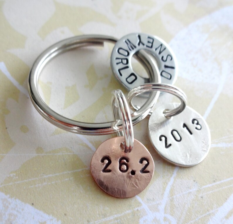 Runners Marathon Key Chain With Hardware Washer Nickel Silver Etsy