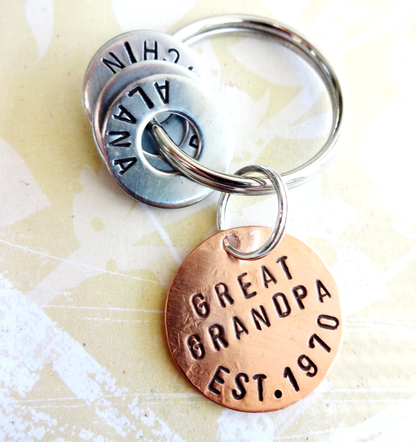 Great Grandpa Personalized Christmas Keychain Gift with Names Etsy