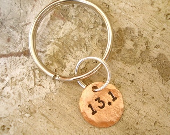 Runners Half Marathon Key Chain with Copper Disc