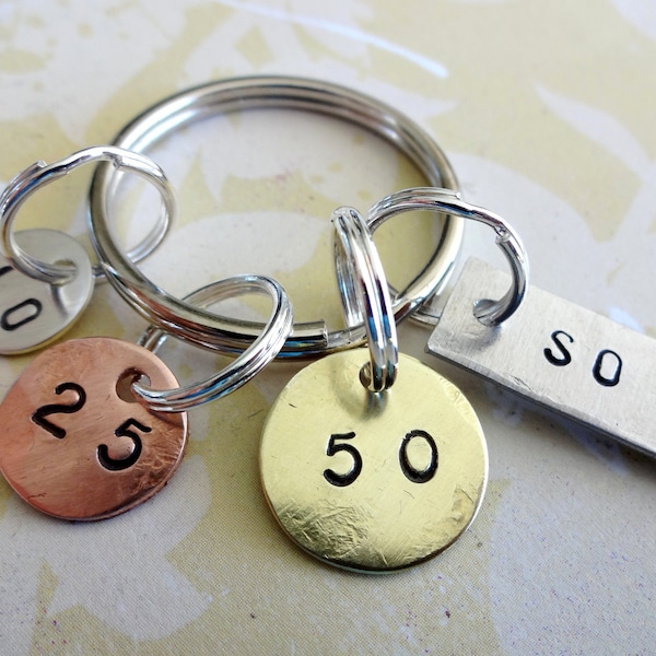WEIGHT LOSS Gift Key Chain- Hand Stamped Washer, Aluminum Rectangle with Discs