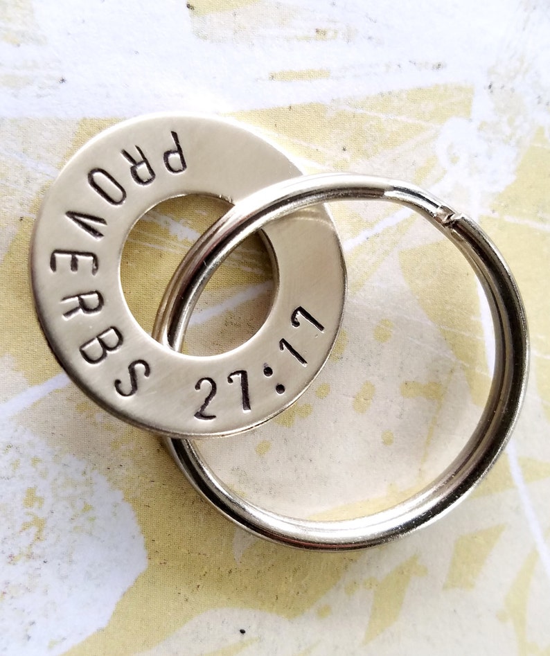 PROVERBS 2717 Hand Stamped Nickel Silver Washer Key Chain Etsy