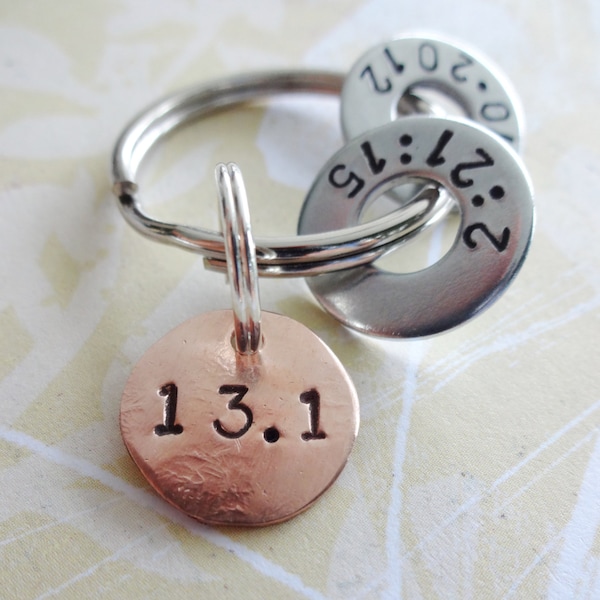 Half Marathon Key Chain Gift with Nickel Silver Washers & Copper Disc