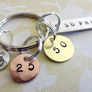 WEIGHT LOSS Gift Key Chain Hand Stamped Washer, Aluminum Rectangle with Discs image 2