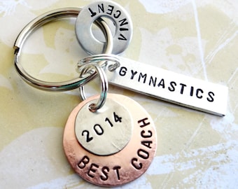 GYMNASTICS COACH Keychain - Key Chain - Gymnastics, Basketball, Football, Soccer, Golf - Best Coach Washer Keychain