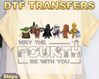 Star Wars May The Fourth Be With You Heat Press Transfer,  Star Wars Day DTF Transfer, Ready to Press High Quality Direct to Film Prints