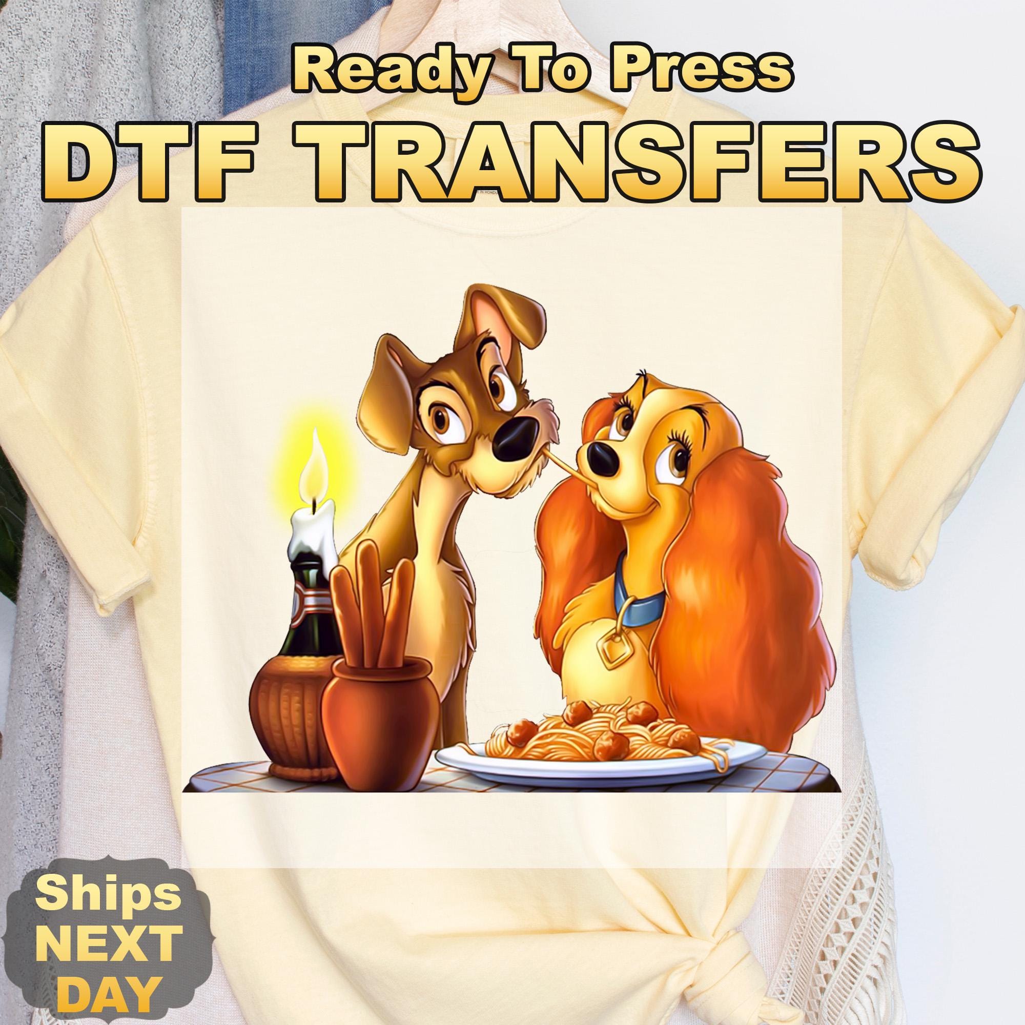 Lady and The Tramp Heat Press Transfer,  Disney DTF Transfer, Ready to Press High Quality Direct to Film Prints