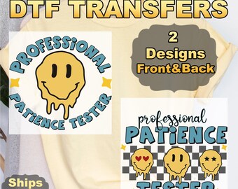 Professional Patience Tester Heat Press Transfer, Funny Toddler Ready To Press DTF, Smiley Checkered Toddler High Quality DTF Transfer,