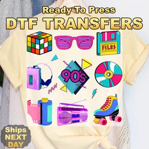 Vintage 90&#39;S Ready to Press Transfer,  90S Party Direct to Film Prints, High Quality DTF Heat Press Transfers