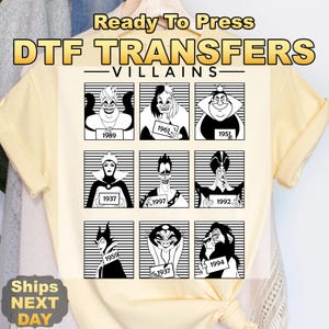 The image is a collage of nine black and white illustrations of Villains from the Disney animated film "The Little Mermaid", each depicting a different character from the series.