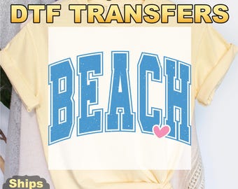 Transferts DTF campus universitaire, Transferts par presse à chaud pour tee estival côtier, Vacances preppy à la plage, T-shirt graphique mignon bord de mer, Amoureux de l'océan