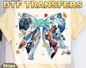 Zootopia 2 Coquette Bow DTF Transfers, Zootopia 2 Disney Girls Trip Heat Press Transfers, Coquette Disney Zootopia 2 Characters