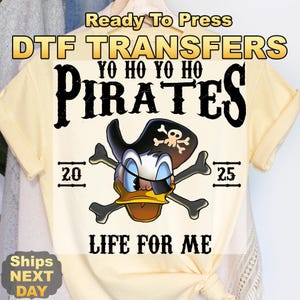 Disney Characters Pirate Heat Press Transfer, Mickey Minnie Donald Goofy Pluto Pirate DTF Transfer, Ready to Press Direct to Film Prints