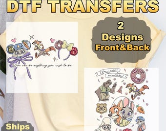 Zootopia DTF Transfers, Judy Hopps Nick Wilde Heat Press Transfers, Zootopia Friends, Disney Zootopia, Disney Vacation