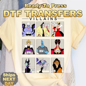 The image is a collage of nine cartoon villain images, each depicting a different villain from a popular animated series. The text "Ready To Press" is displayed above the collage, and the series of villains is titled " Villains".