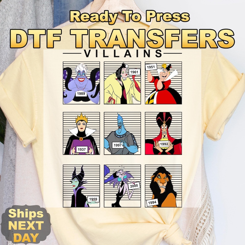 The image is a collage of nine cartoon villain images, each depicting a different villain from a popular animated series. The text "Ready To Press" is displayed above the collage, and the series of villains is titled " Villains".