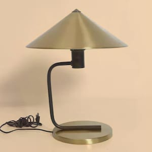 Modern Raw Brass Table Lamp: Mid-Century Desk Lighting
