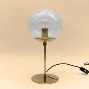 Modern Brass Table Lamp with Glass Globe Golden Accent Lighting for Living Room Desk Lamp Plug in