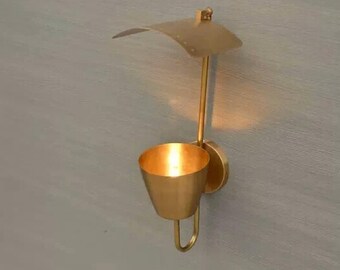 Minimalist Brass Wall Sconce Mid-Century Modern Light Fixture Sculptural Accent Lighting