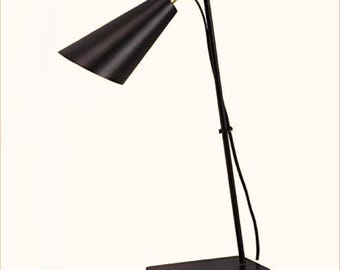 Minimalist Black Desk Lamp: Mid-Century Modern Brass Accent