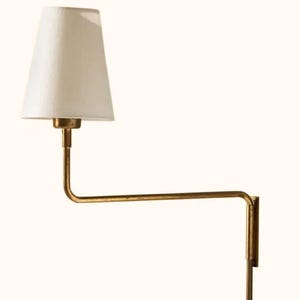 Mid-Century Modern Brass Wall Sconce: Plug-In Light Fixture