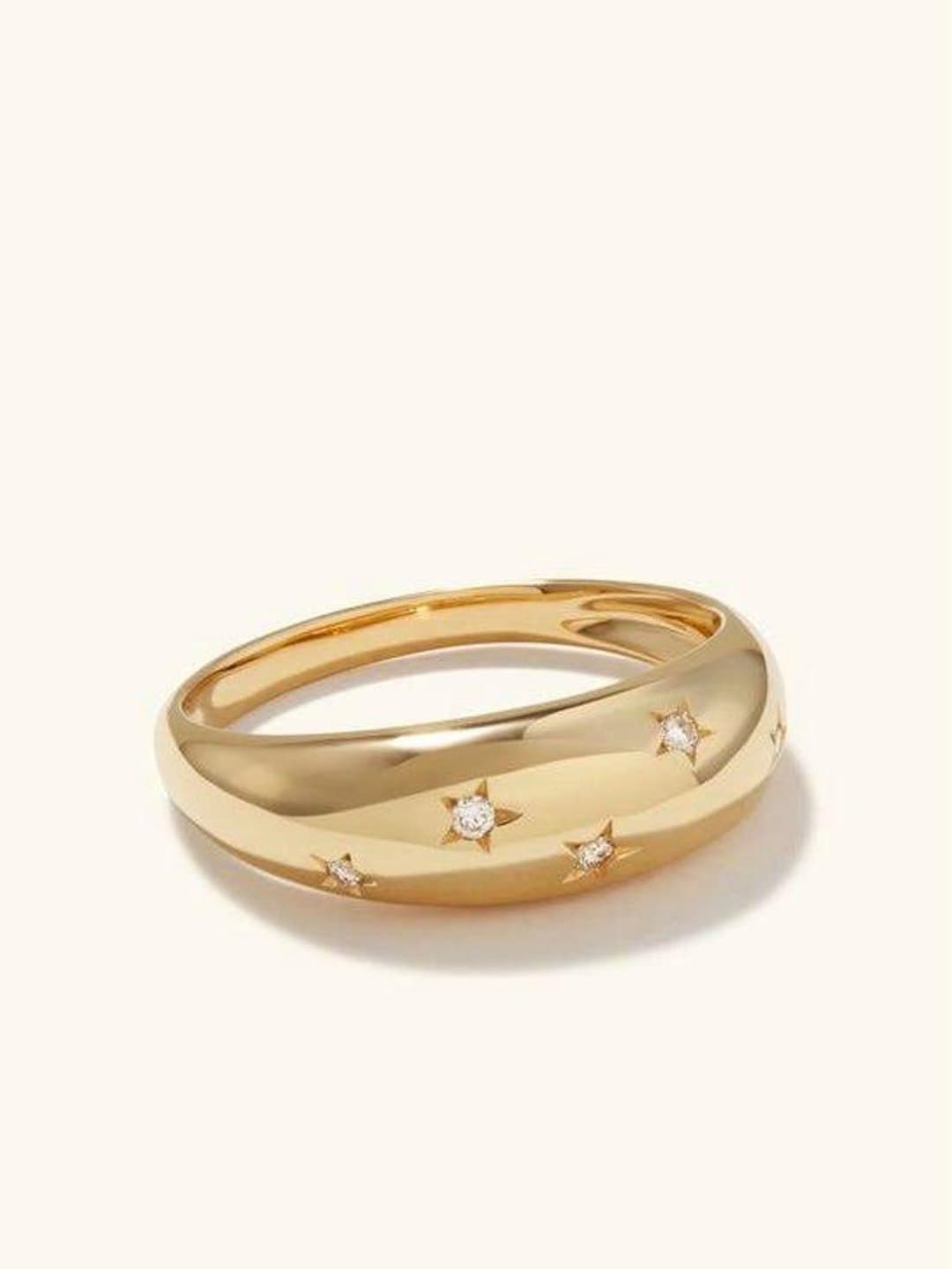 Celestial Band Ring, Signet Stars Ring, Celestial Wedding Ring, Dome ...