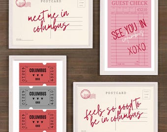 Ohio State University Wall Art, Columbus Ticket Stub Prints (Digital Download)