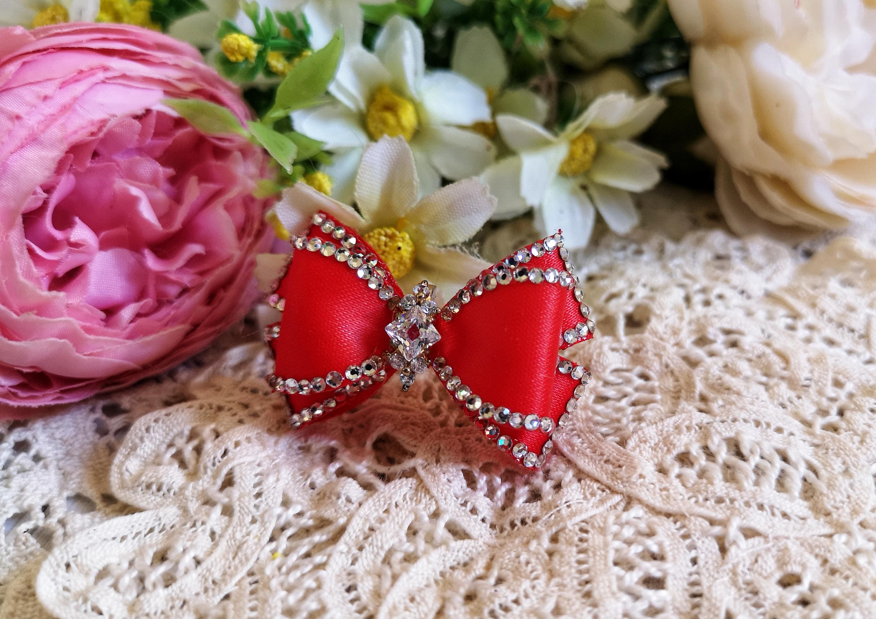 Dog show bow "Modern"   pet hair bow, yorkie biewer shih tzu maltese show bow