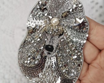 Poodle dog brooch handmade, dog brooch seed beads brooch gift