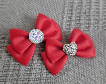 Dog show bows "Classic" red yorkie bow biewer maltese vintage dog bows