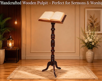 Atril de púlpito de madera maciza hecho a mano – Elegante soporte para exhibir la Biblia