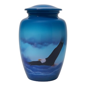 Blue Eagle Cremation Urn for Adult Ashes: Patriotic Military Memorial