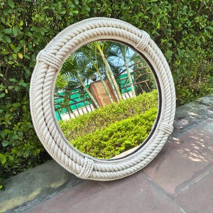 Round Rope Mirror | Nautical Wall Mirror | Coastal Farmhouse Decor | Rustic Rope Frame Mirror | Beach House Wall Hanging | Boho Home Decor"