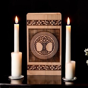 Tree of Life Wooden Cremation Urn: Rosewood Memorial Box