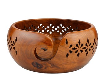 Handmade Rosewood Yarn Bowl: Knitting & Crochet Organizer