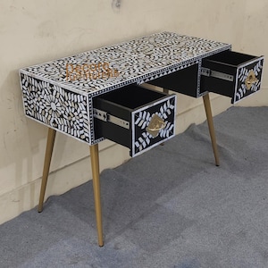 New Handmade mother of pearl inlay 2 Drawer work desk, mop inlay paltop table, optical desk, bone inlay furniture, living room furniture,